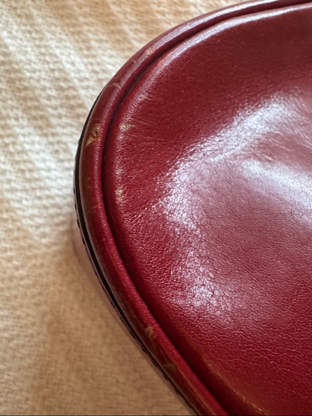 Brahmin Vintage Red Leather Baguette Shoulder Bag Y2K Minimalist Mini Hobo - Picture 11 of 14